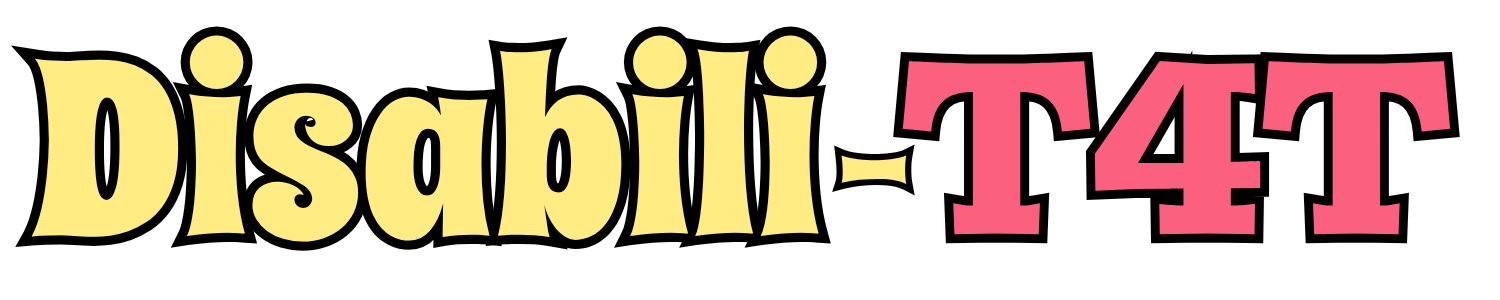 Disabili-T4T in bubbly, yellow and pink lettering