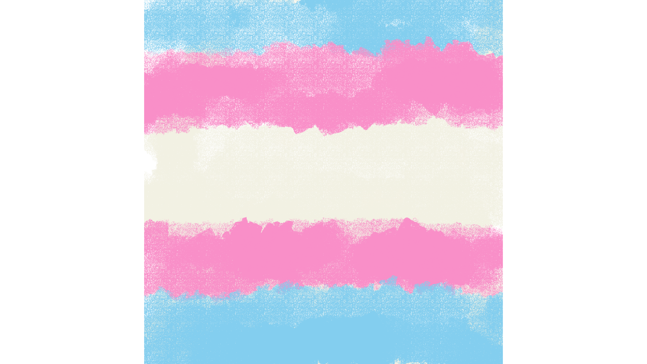 A scruffy, handpainted trans flag
